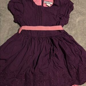 Bonnie Jean Purple Dress with Pink Belt